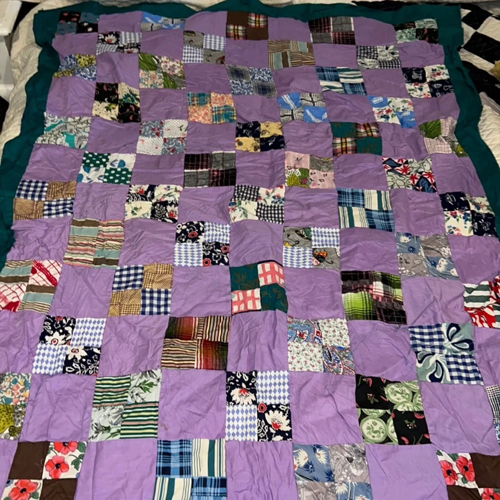 Handmade unfinished Quilt topper patchwork 42”  x 62”
